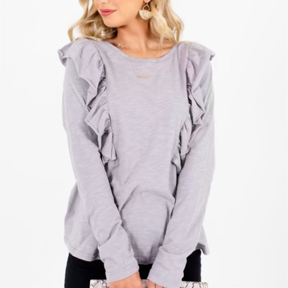 Crimson in grace | everyday grayruffle long sleeve blouse tshirt
